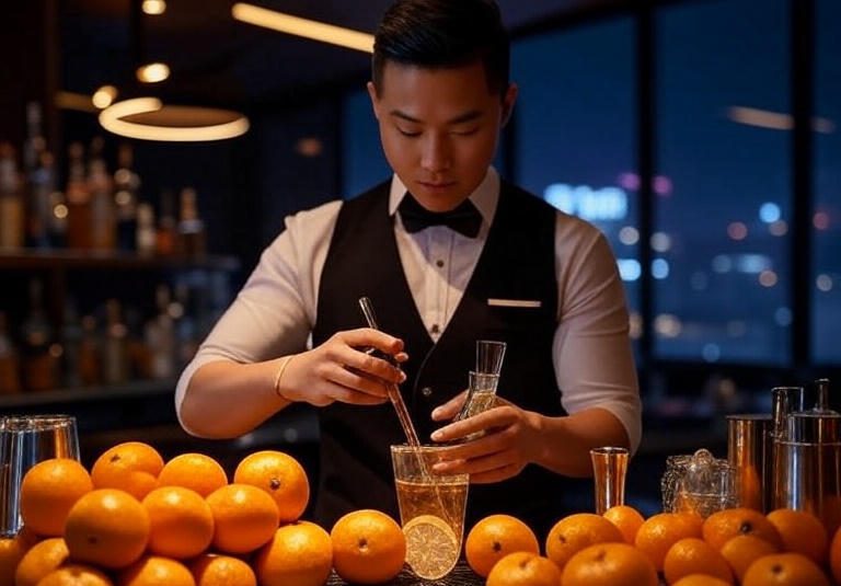 bartender crafting a cocktail
